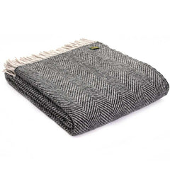 Tweedmill Knee Blanket Throw Herringbone Charcoal & Silver