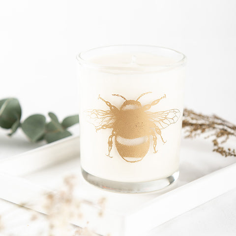 Beefayre large candle with bee print