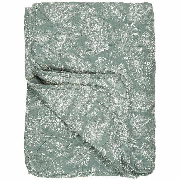 IB Laursen Quilt Dusty Green With Paisley 130 x 180cm