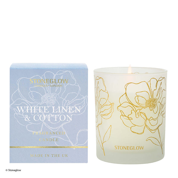 Stoneglow Day Flower New Candle - White Linen & Cotton