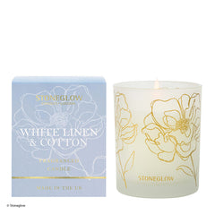 Stoneglow day flower new white linen & cotton candle