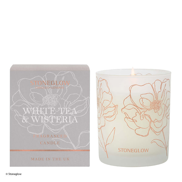 Stoneglow Day Flower New Candle - White Tea & Wisteria